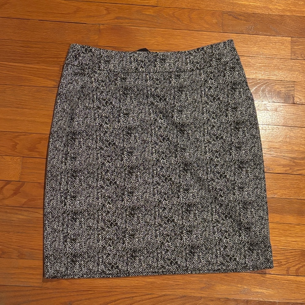CAbi Elegant Black and White Herringbone Skirt